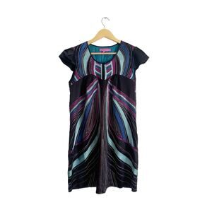 Christiane Celle Calypso 100% Silk Embroidered & Beaded Mini Dress Size Small